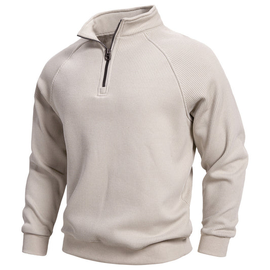 European And American Half Zipper Sweater Stand-up Collar All-match Fleece Men's Sweater Top