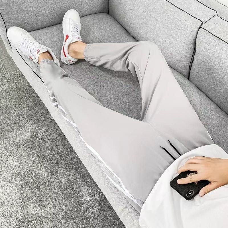 Loose Trendy Summer Ice Silk Casual Pants Men