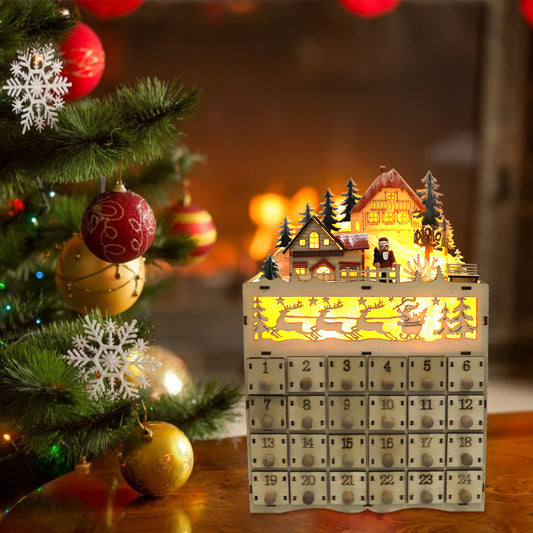 Wooden Calendar Christmas Decorative LED Lights