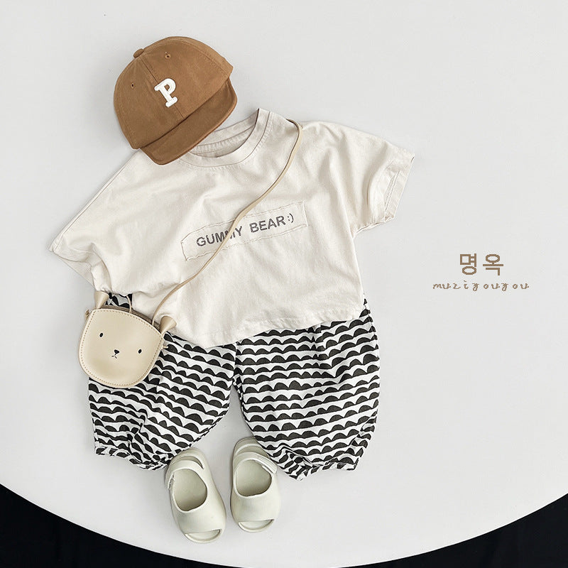 Children's Short-sleeved Printed Boy Loose Casual Top All-matching Clothes