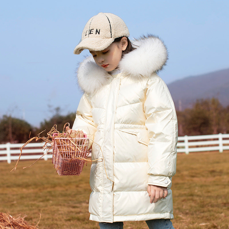 New Children's Down Jacket Girls Mid-length
