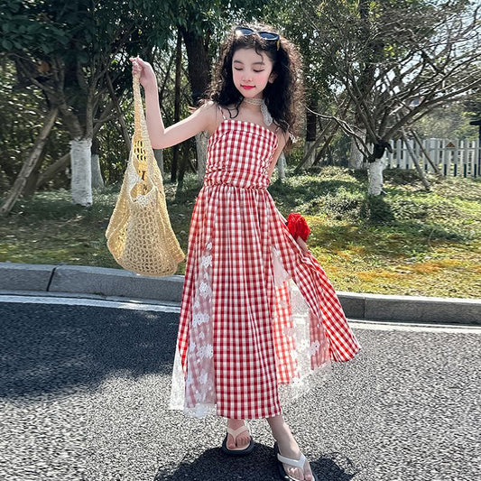 Girls Temperament Lace Stitching Fashion Dress
