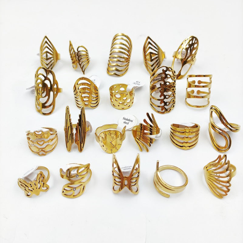 20 Pcs Lot Fashion Stainless Steel Hollow Rings For Women Mi
