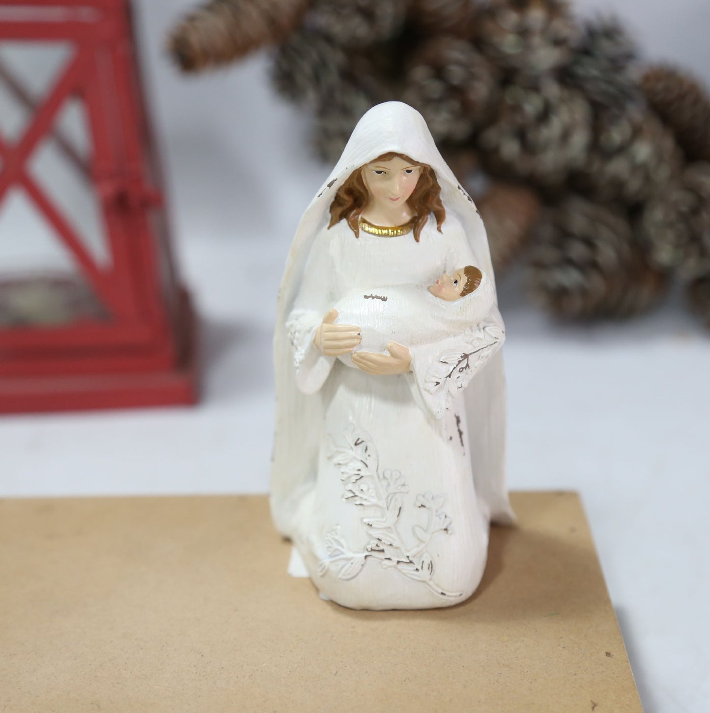Christmas Relief Virgin Holding Saint Baby Decorations