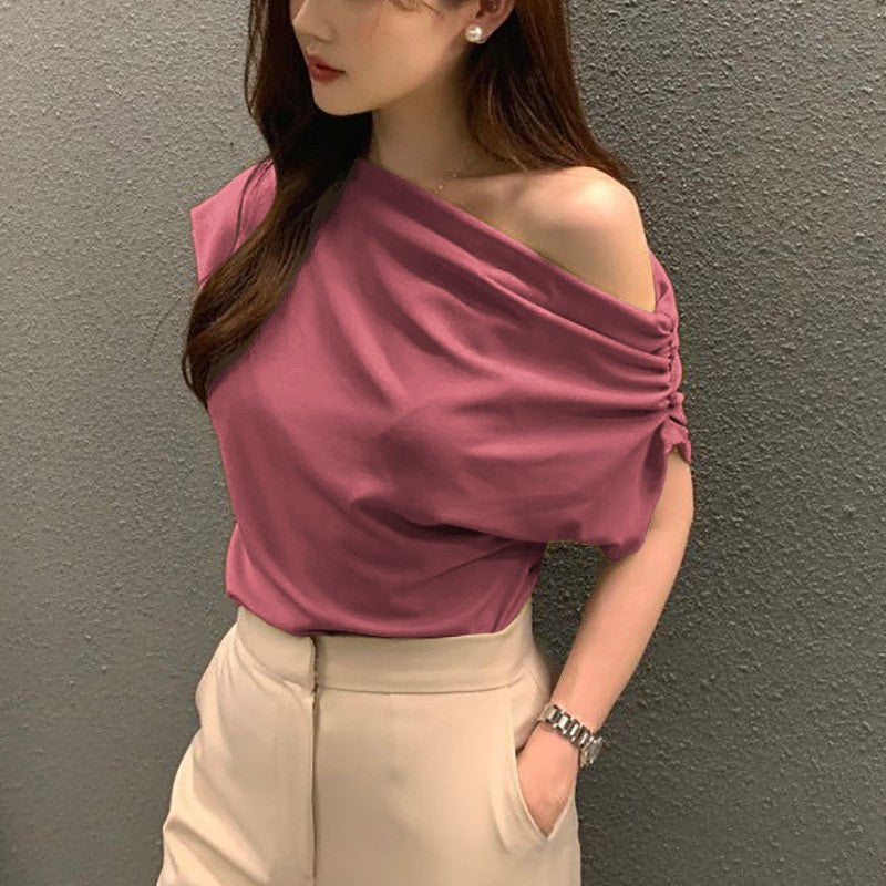 Summer New Niche Irregular Shoulder Design Sense