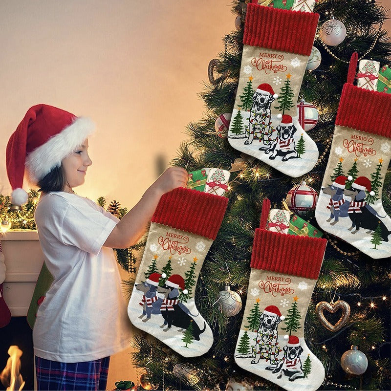 Pet Cat Dog Socks Gift Bag Fireplace Dress Up Christmas Tree Pendant