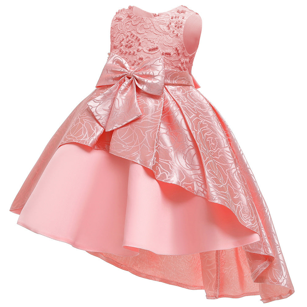 Christmas Champagne Red Embroidered Dress Princess Dress Kindergarten Female Treasure Sleeve Dress