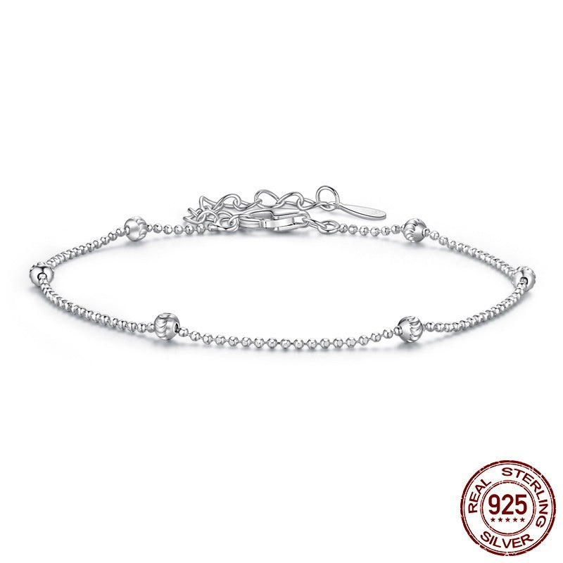 S925 Sterling Silver Carven Design Bead Necklace Bracelet