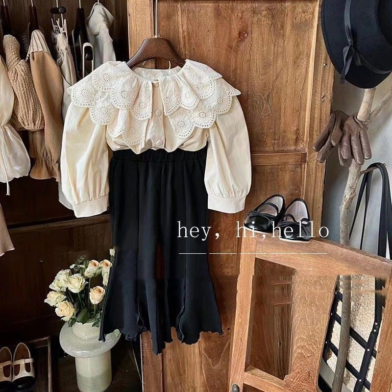 Girls' Vintage Lace Shirt Fashion Versatile Top