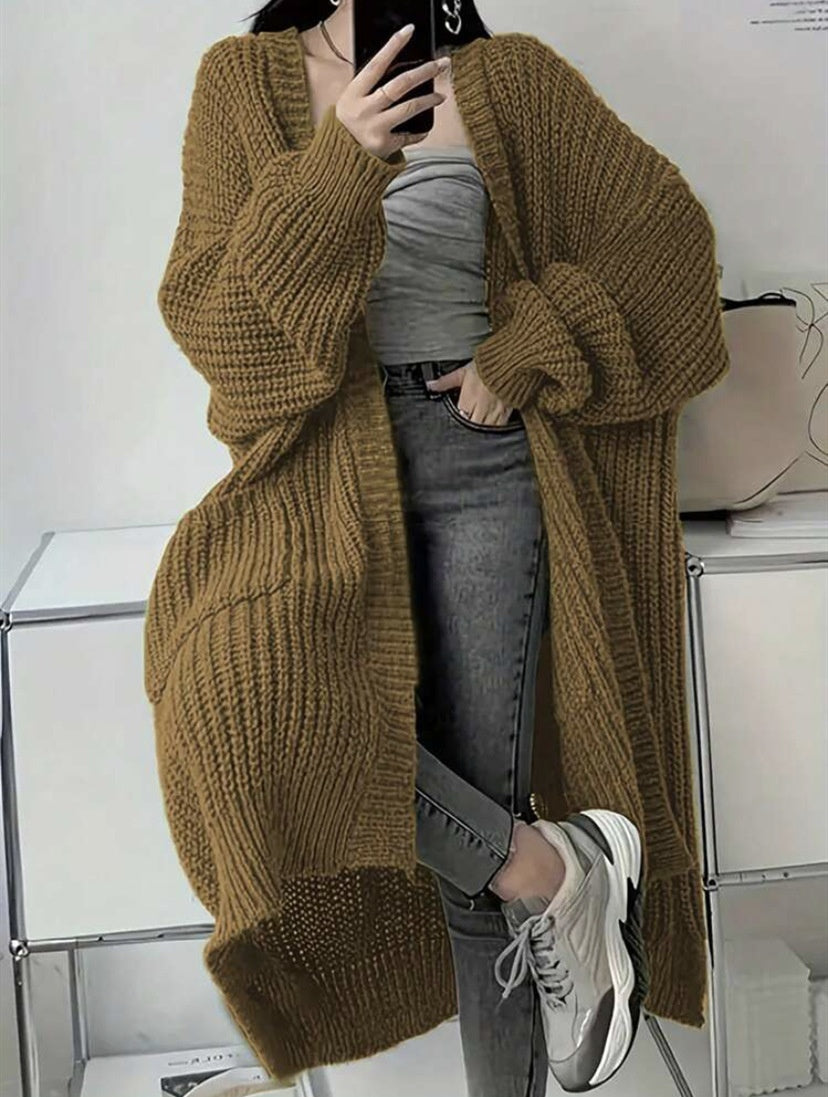 Autumn And Winter Long Sweater Women's Loose All-matching Base Long-sleeved Knitted Cardigan