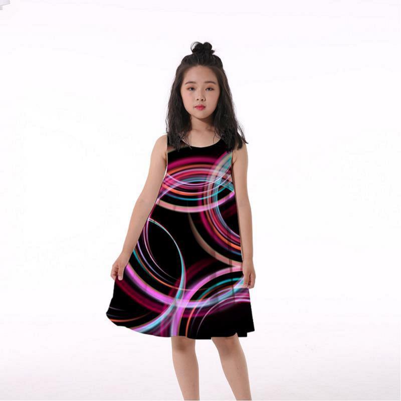 3D Rainbow Print Girls' Dress Nightdress