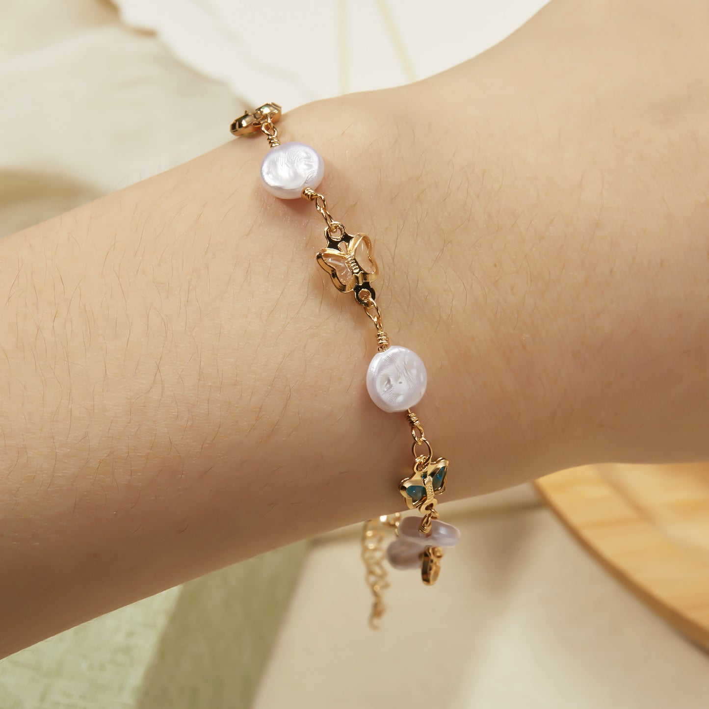 Fashion Butterfly Pearl Bracelet Anklet