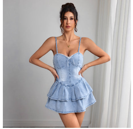 Sexy Yet Innocent-style Tube Denim Dress For Women