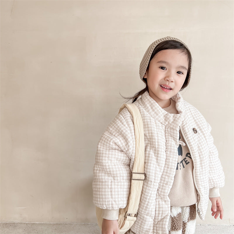 Girls' Plush And Thick Down Cotton Jacket