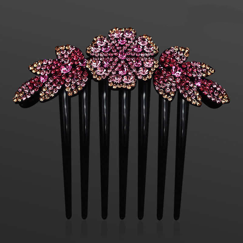 Hair accessories diamond and flower comb