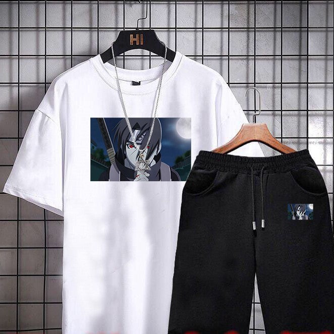 New Korean Version Of The Trend Of Men's Short-sleeved T-shirt Shorts Casual Two-piece Suit Men