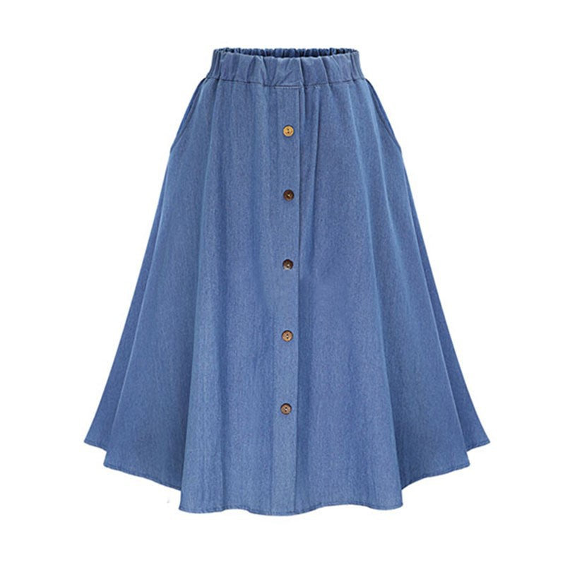 A high waist and long denim skirt Casual skirt