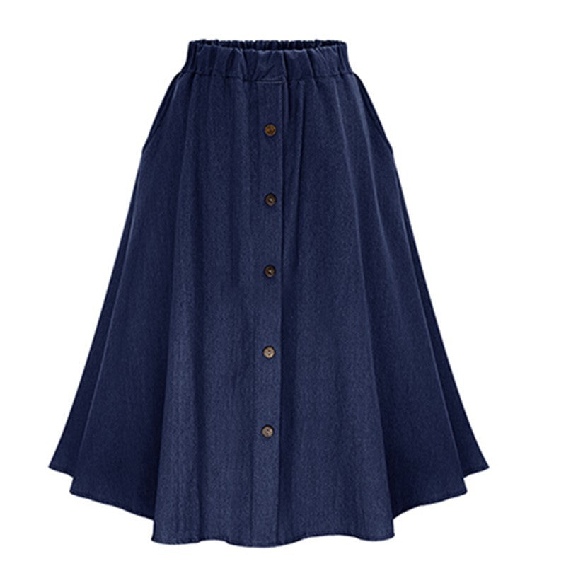 A high waist and long denim skirt Casual skirt