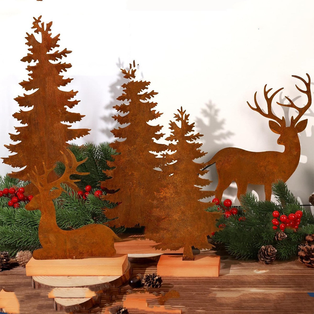 Metal Rusty Christmas Tree Elk Decorations