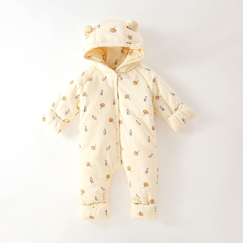 Winter Three-layer Quilted Baby Jumpsuit Romper