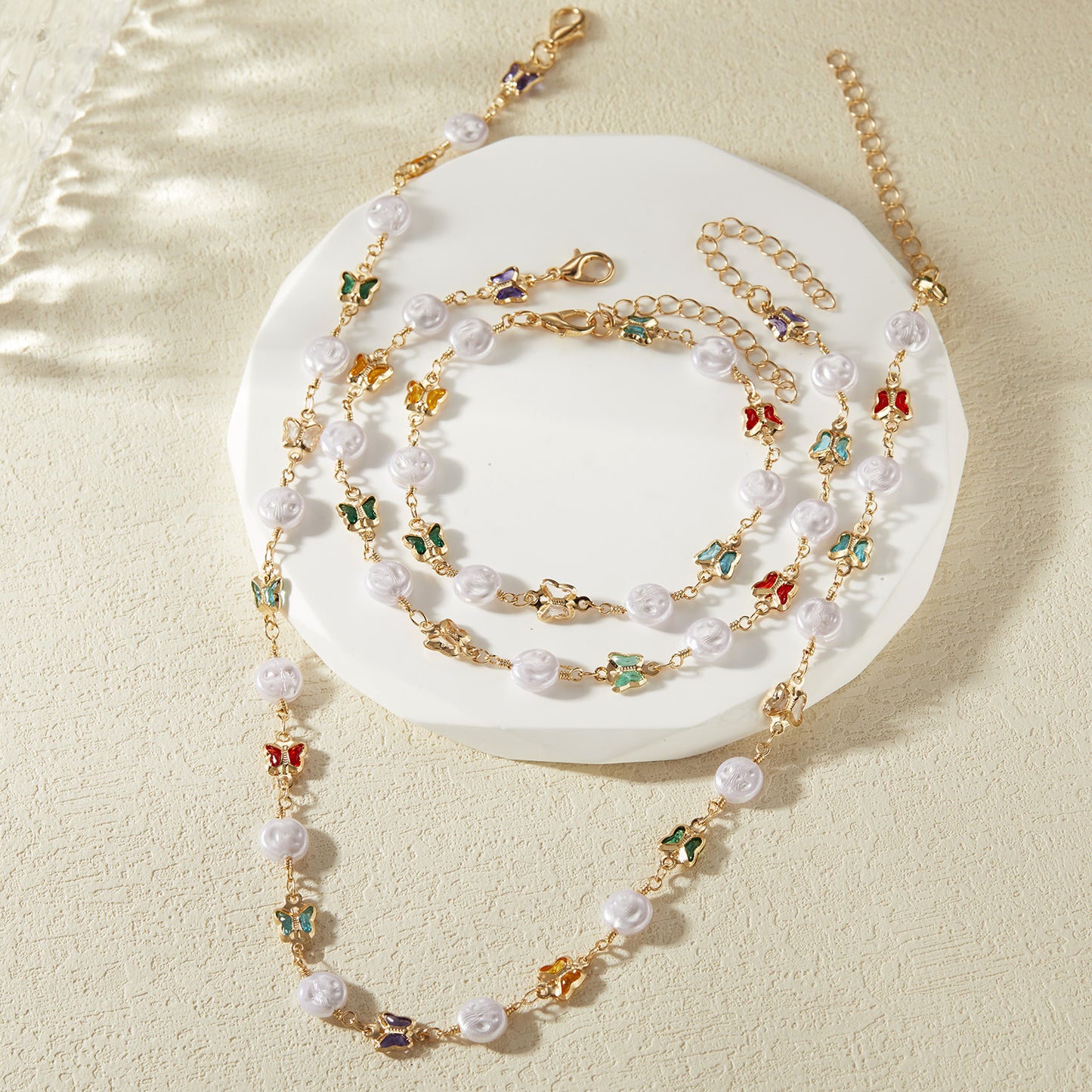 Fashion Butterfly Pearl Bracelet Anklet