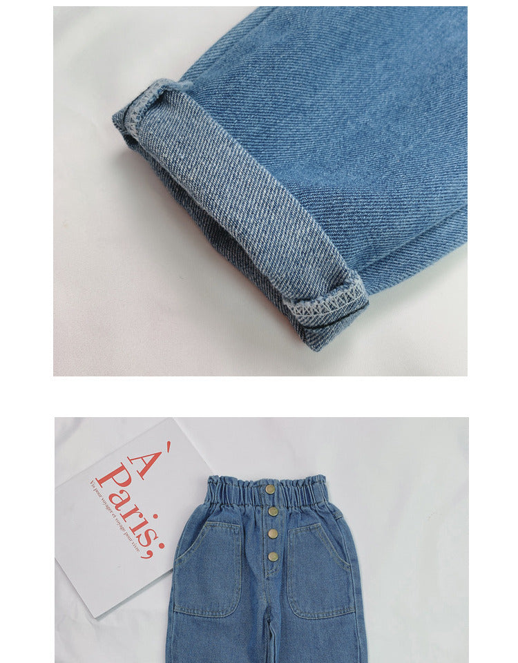 Girls' Fashionable And Versatile Personal Leisure Four-button Jeans