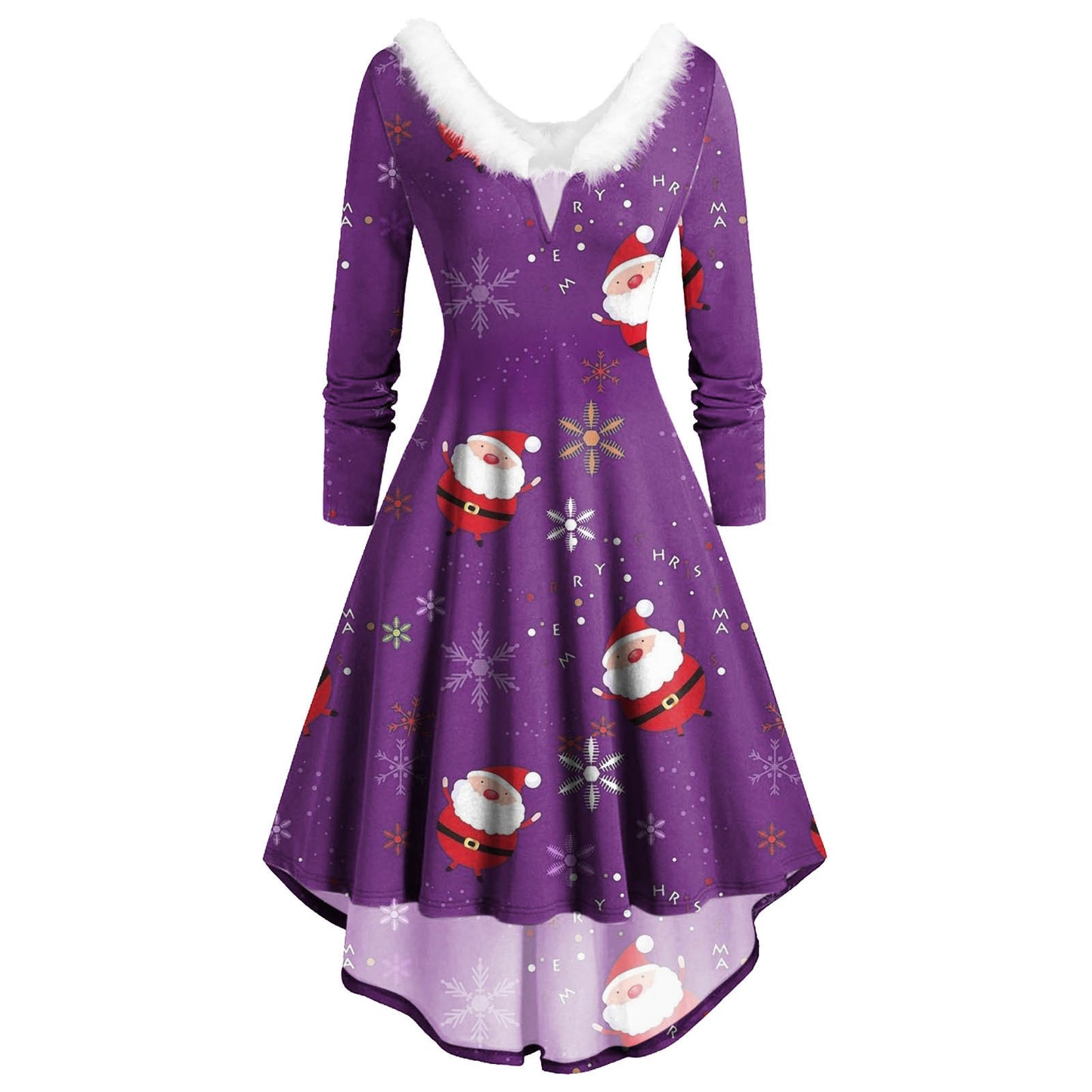 Ladies Christmas Long Sleeve Dress Printed Skirt Dress
