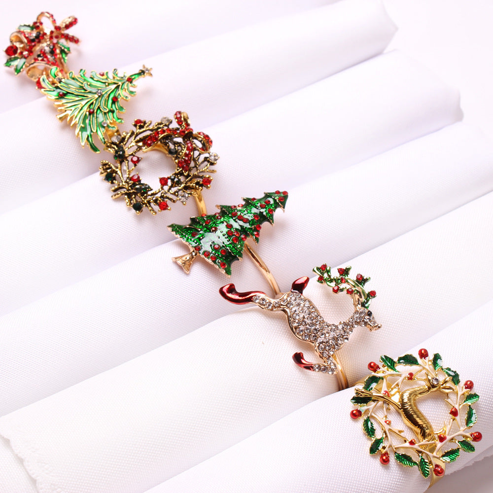 Christmas Elk Wreath Christmas Tree Bells Snowflake Napkin Ring