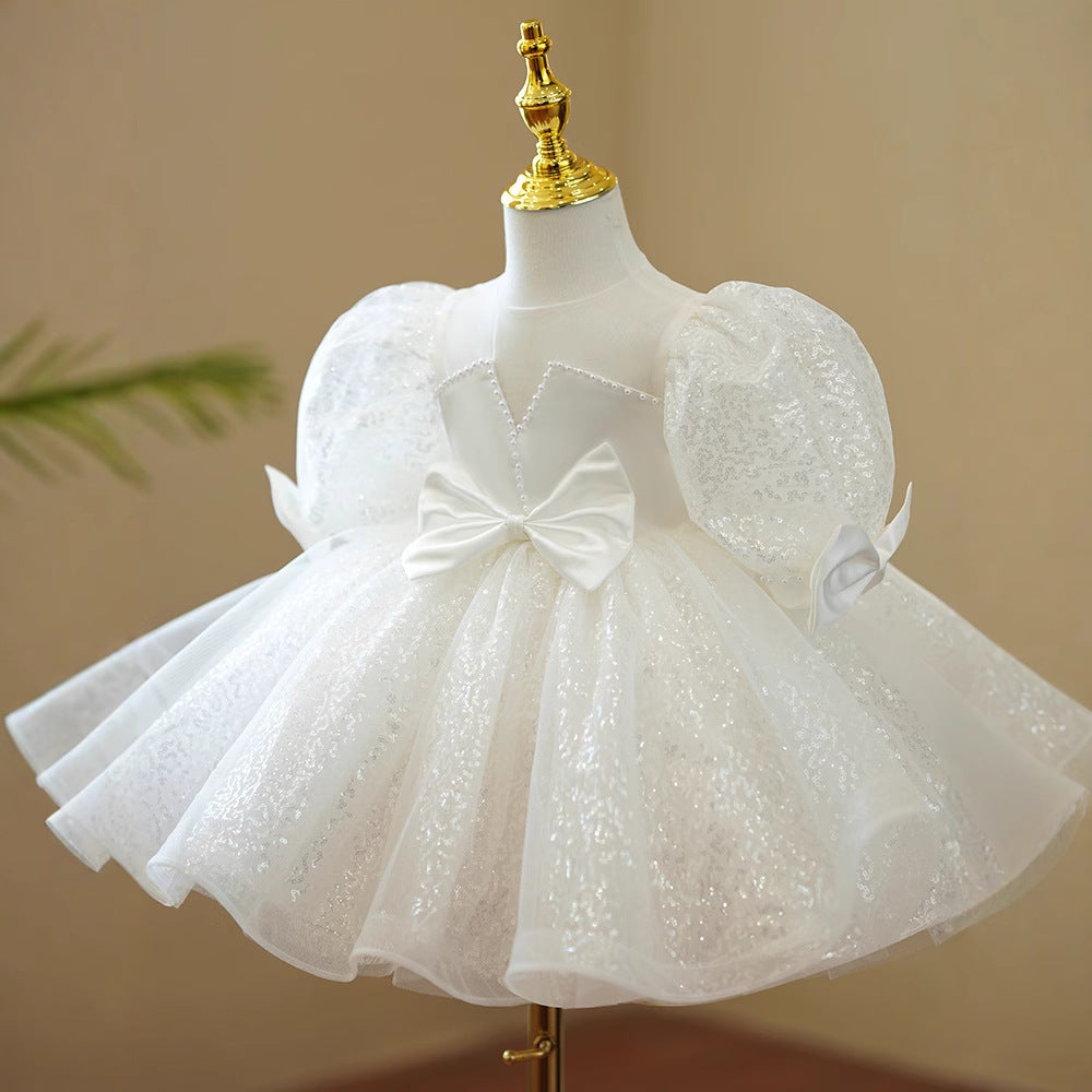 Girls' Polyester Fiber Evening Dress White