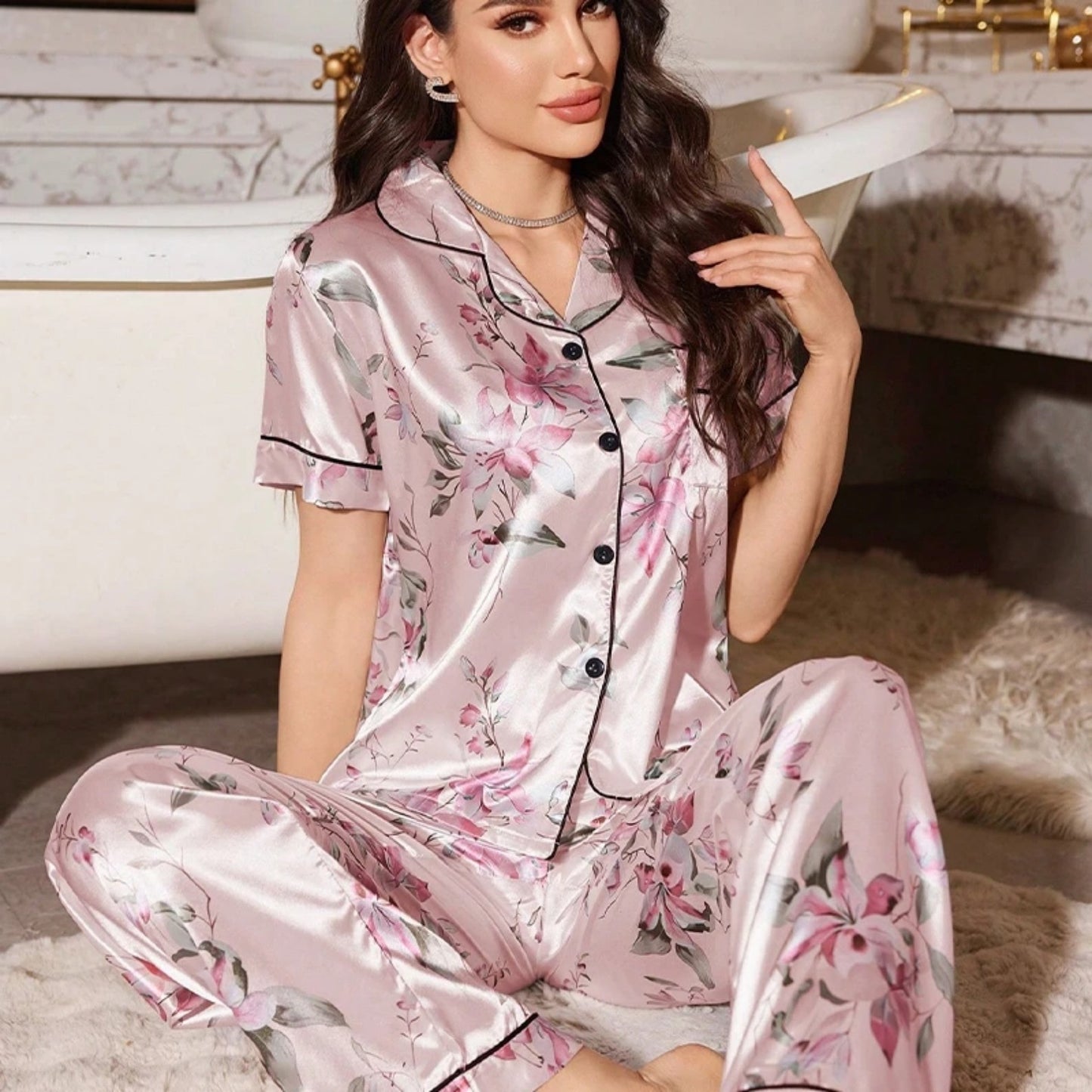 Women's Printed Pajamas Short-sleeved Trousers