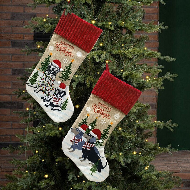 Pet Cat Dog Socks Gift Bag Fireplace Dress Up Christmas Tree Pendant