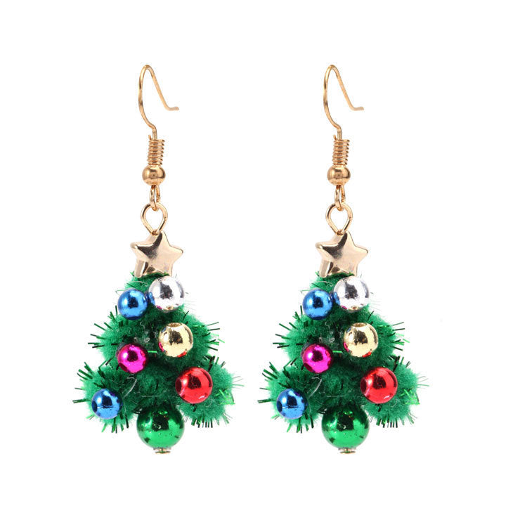 Christmas Earrings Geometric Christmas Bowknot Crystal Earrings