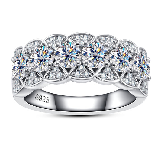 925 Silver Plating 18K Gold Ring Full Moissanite Full Diamond Closed Ring Niche