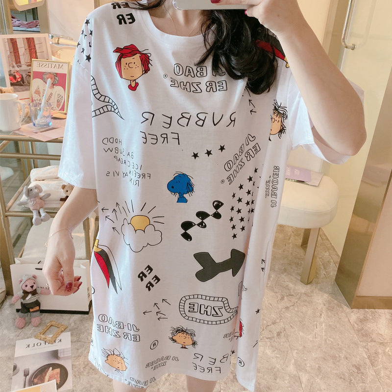 Nightdress Short Sleeve Ladies Summer Homewear Set