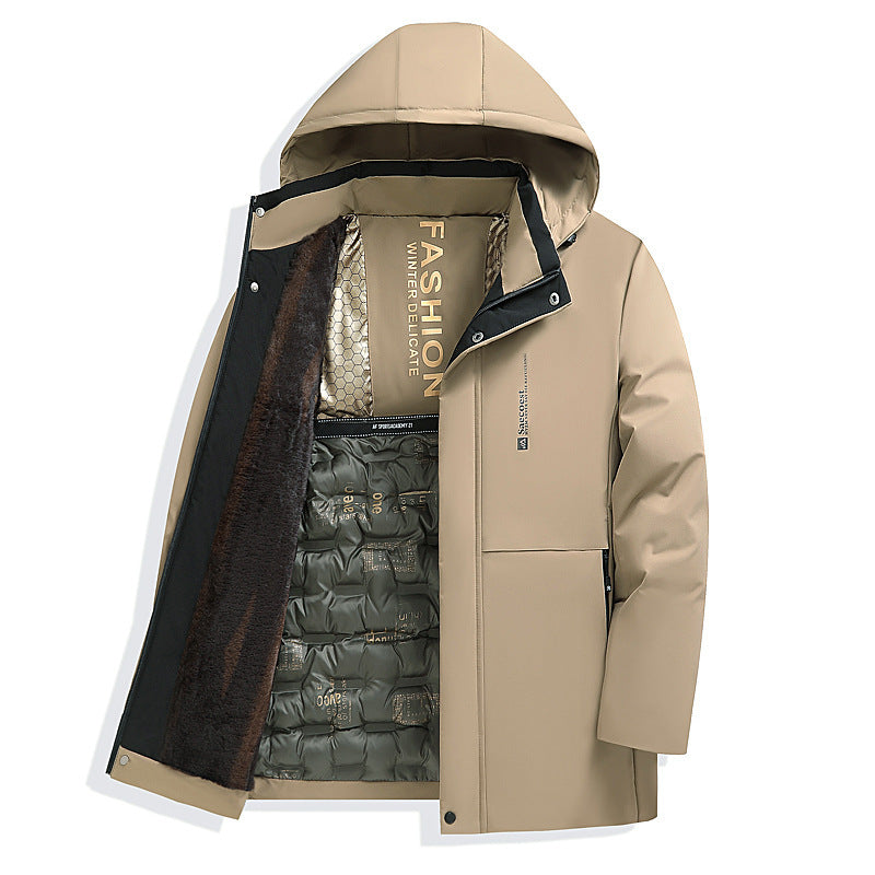 Fleece-lined Thickened Cotton-padded Coat Men's Warm Coat