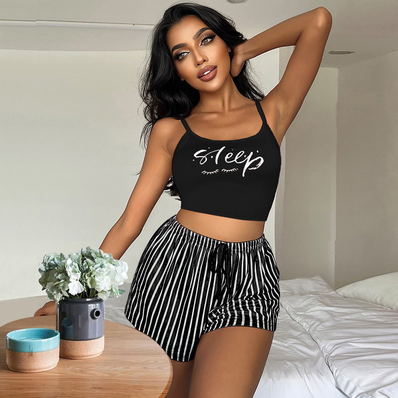 Letter Stripes Printed Ladies' Homewear