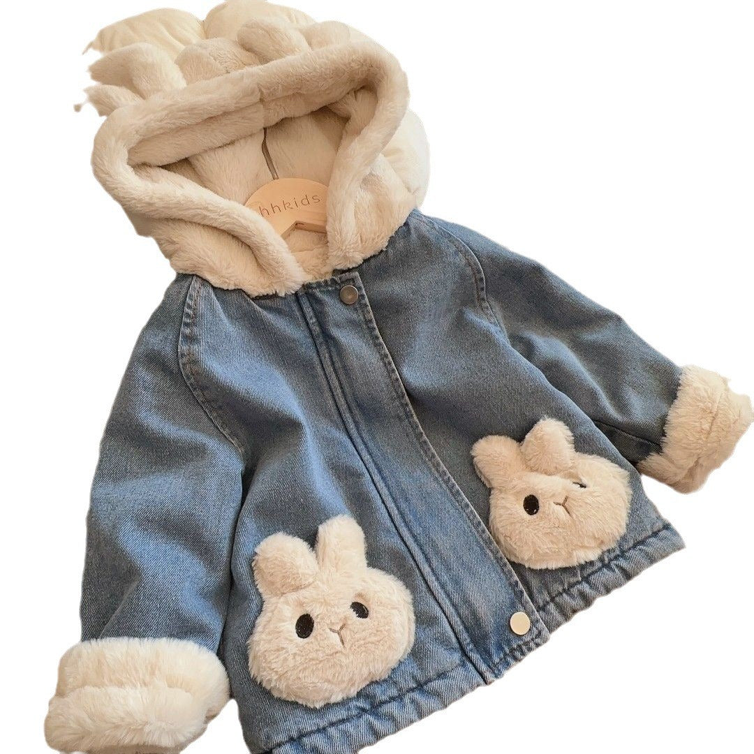 Girls' Jean Jacket Lamb Wool Autumn Clothing