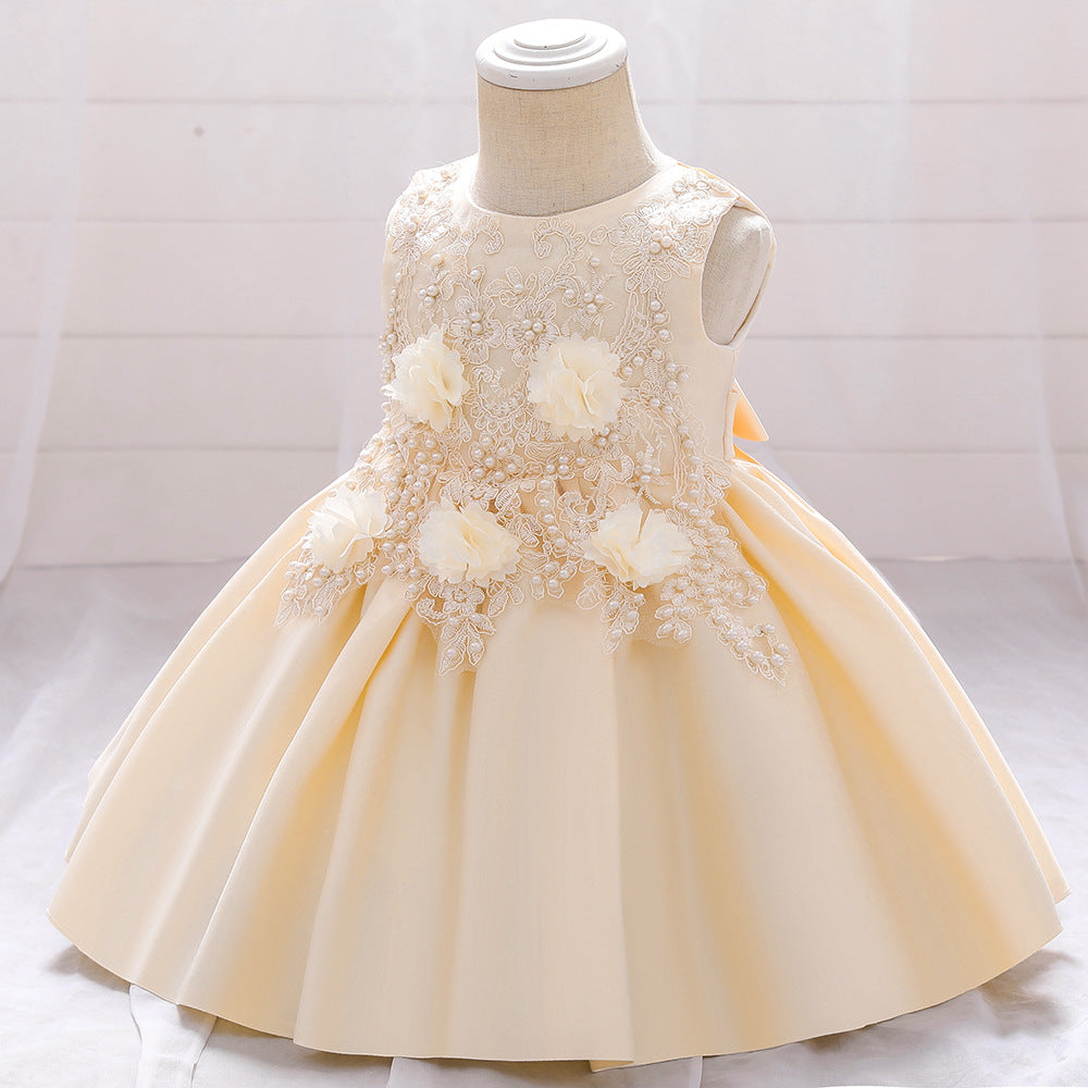 New Babies' Dress Girls Applique Beaded Children Princess Dress