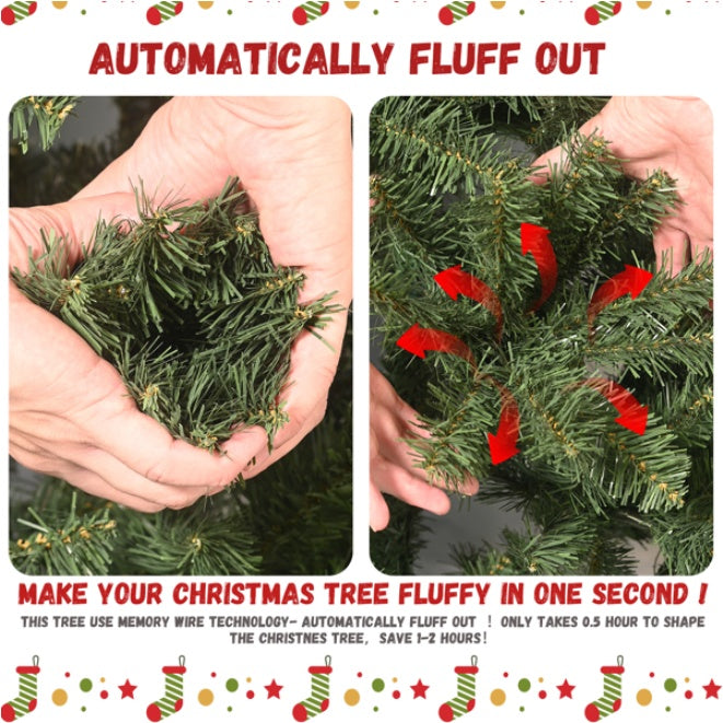 Artificial 6ft Green Christmas Tree With 1339PVC Hard Needle Mixed Branch Tips