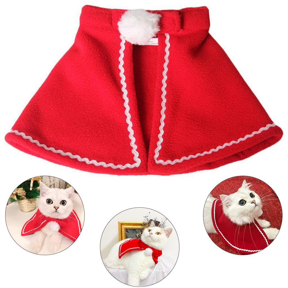 Red Christmas Suit Dog Cat Small Cape