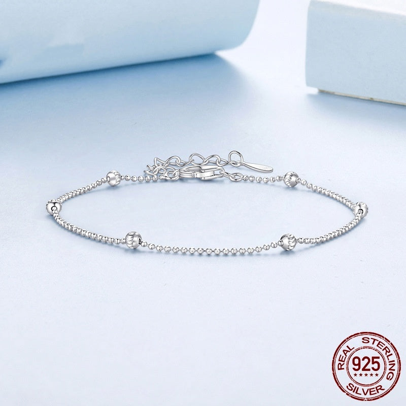 S925 Sterling Silver Carven Design Bead Necklace Bracelet