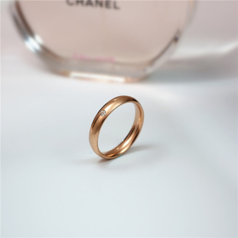 Stainless Steel Diamond Ring 4mm Men And Women Couple Ring