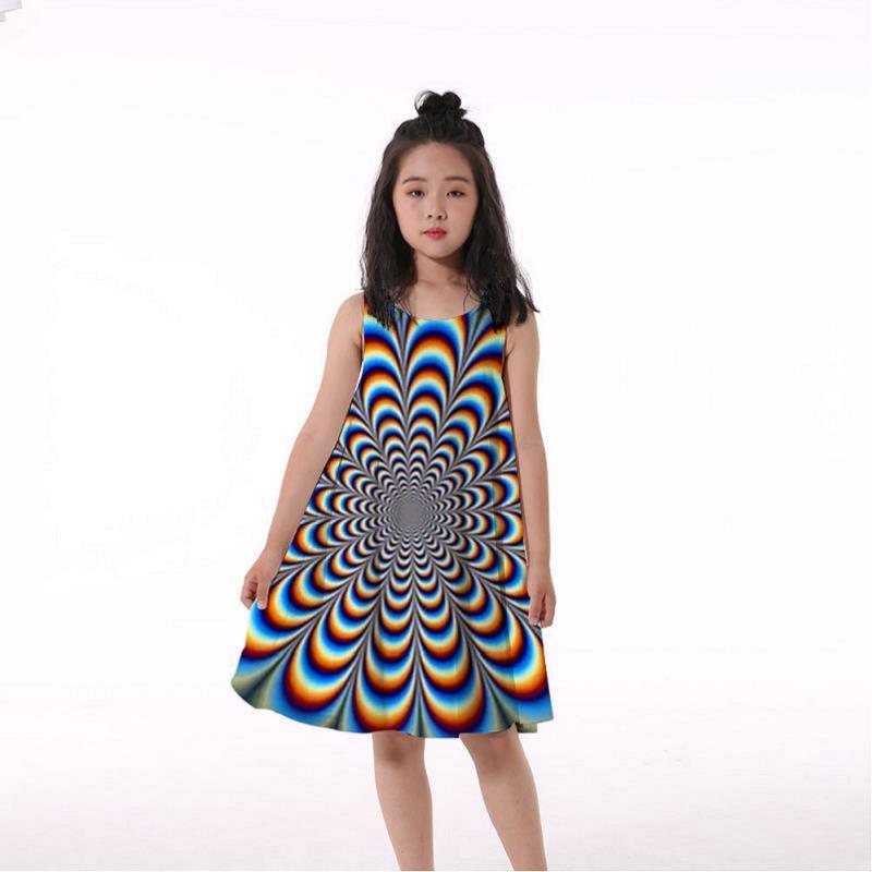 3D Rainbow Print Girls' Dress Nightdress