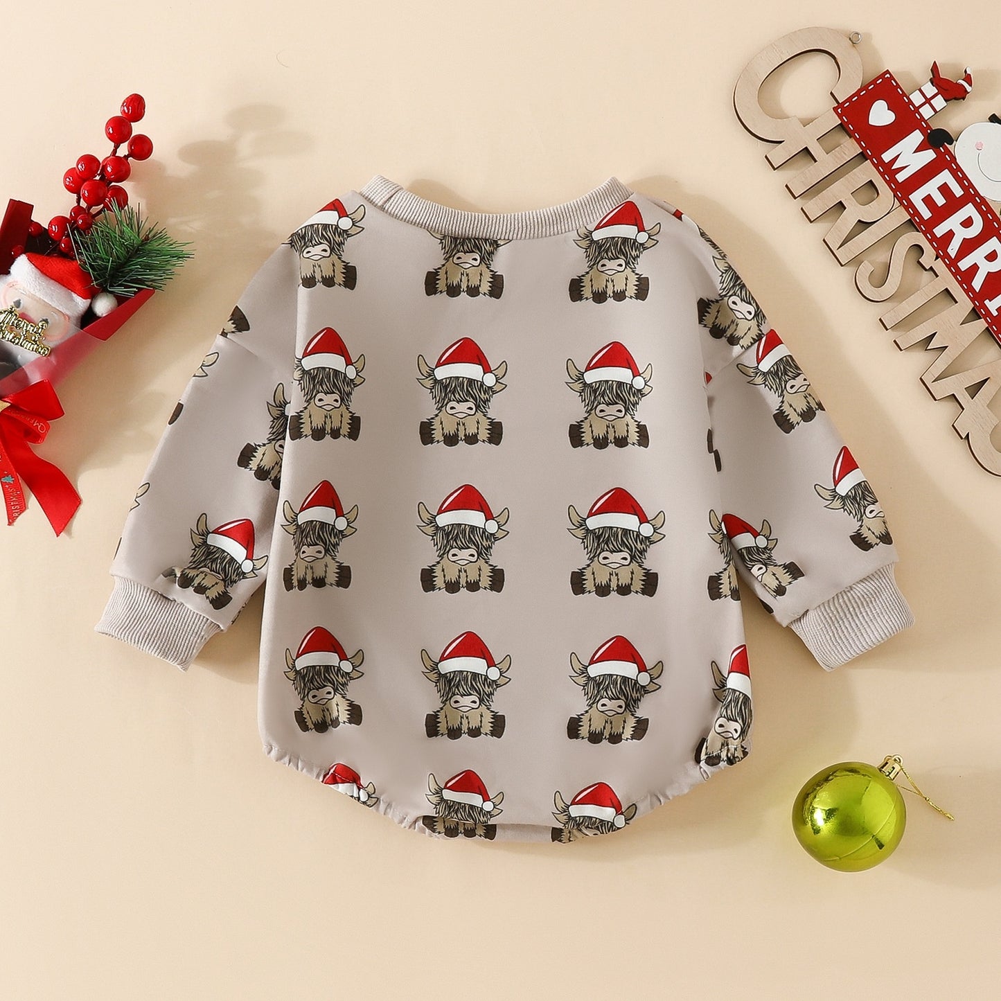 Baby Old Head Christmas Printed Romper