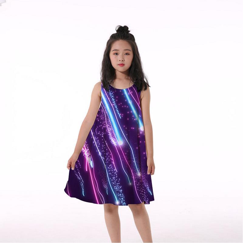 3D Rainbow Print Girls' Dress Nightdress