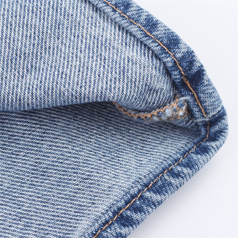 Off-the-shoulder Backless Denim Dress For Women