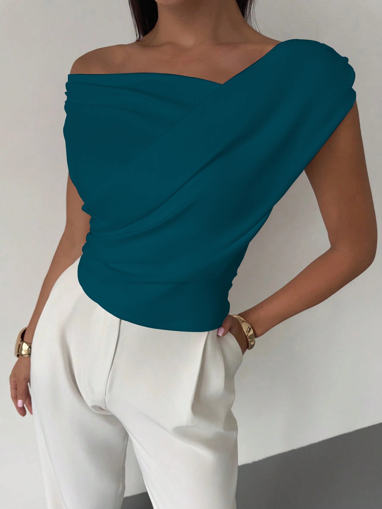 Fashion Personality Solid Color Sleeveless T-shirt For Women