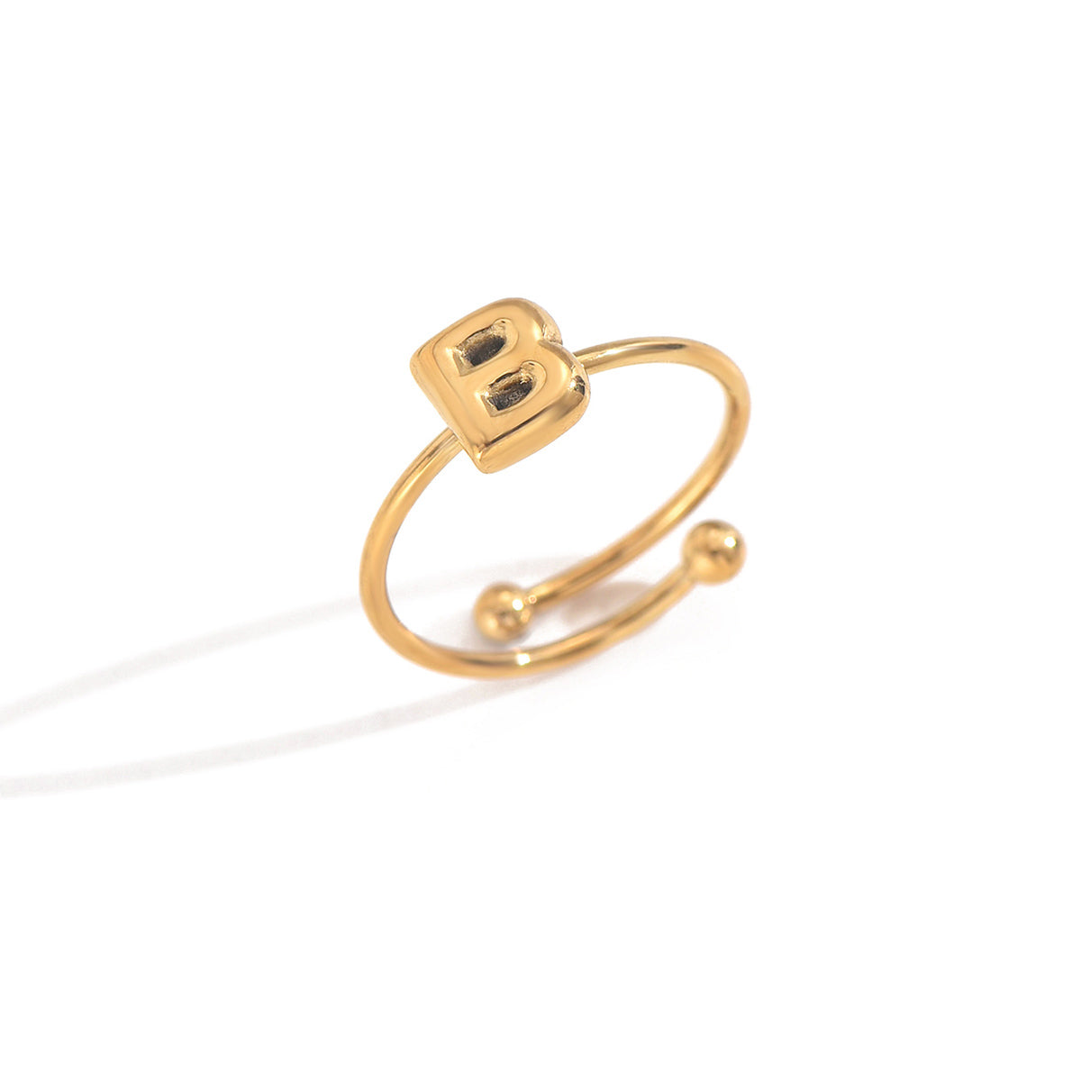Lxalry 18K Gold Plated Stainless Steel Initial Ring For Women - Adjustable Minimalist Letter A-Z Rings, Personalized Gift Jewelry, Waterproof, Hypoallergenic, Tarnish-Free, Trendy Custom Statement Rin