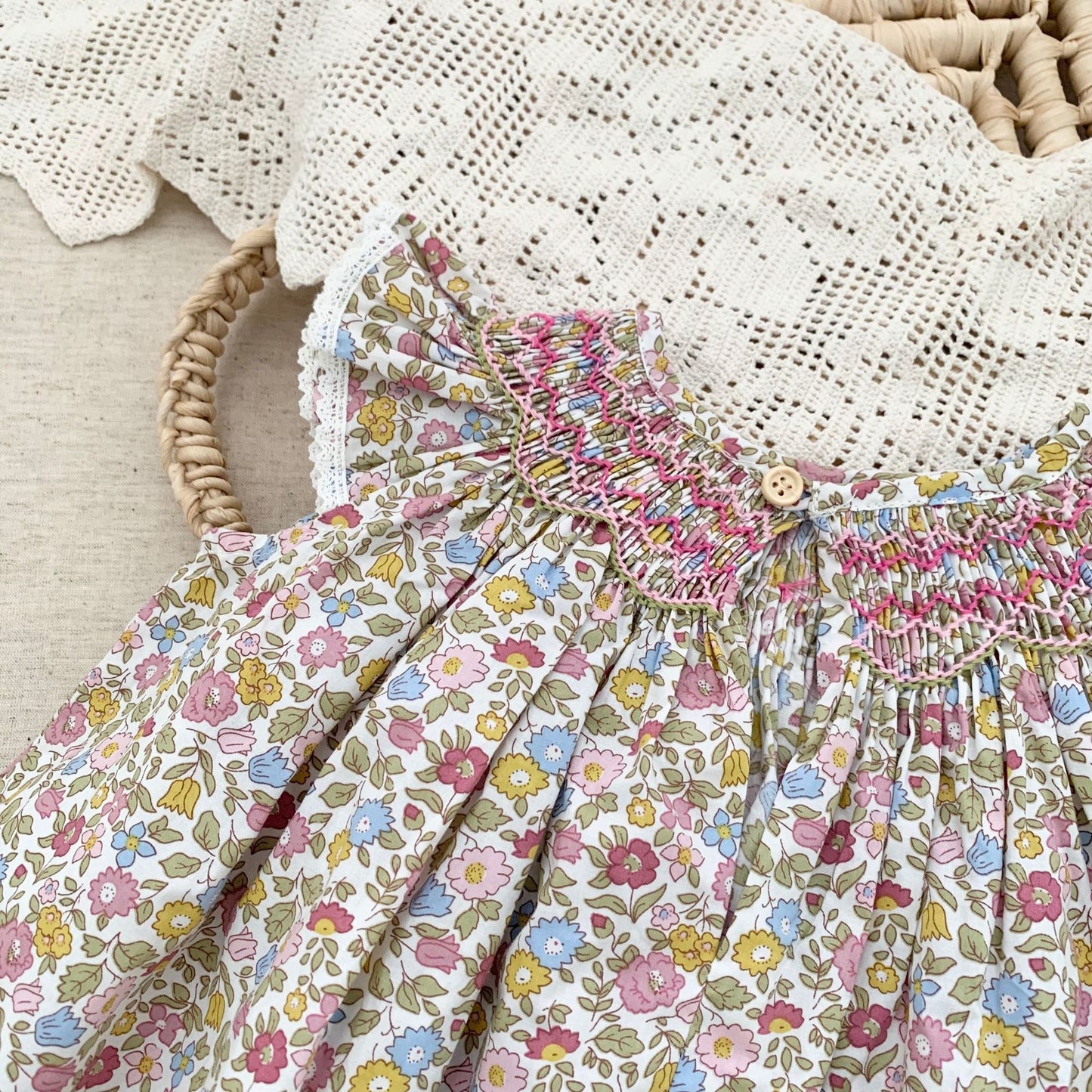 Girls' Printing Flounced Sleeve Girl's Dress