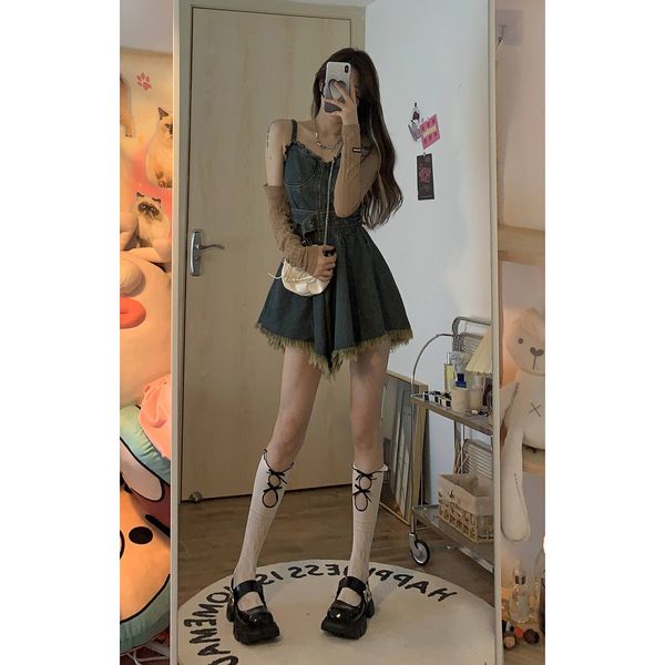 Women's Summer Hot Girls' Denim Suspender Dress